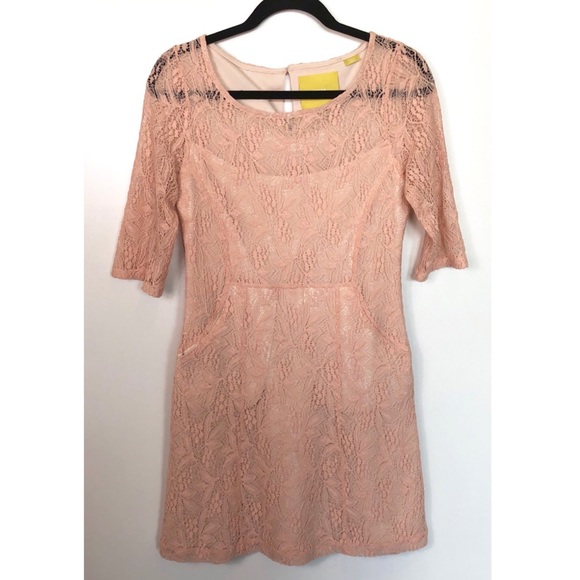 Maeve Anthropologie Lefkara Lace Dress Blush Pink - Picture 3 of 7